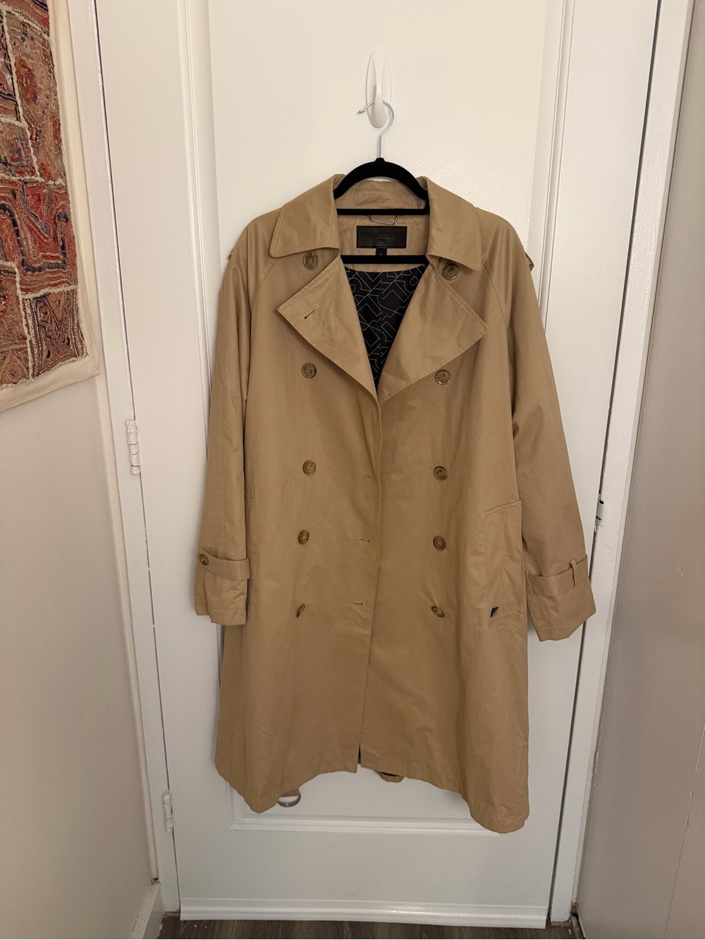 Karl Lagerfeld Women's Khaki Trench Coat - Double-Breasted